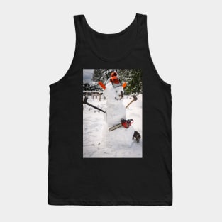 Great Canadian Snowman with chainsaw Tank Top